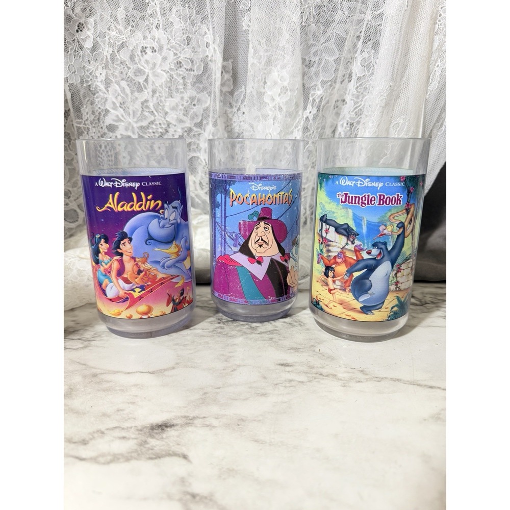 3 Disney Burger King Plastic 1994 Aladdin, Jungle Book & Pocahontas (3260)